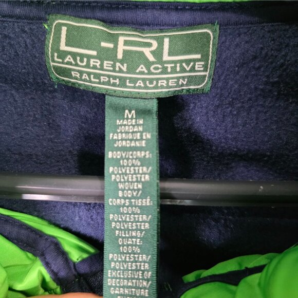 Womens LRL Lauren Active Ralph Lauren Green & Navy Full Zip Jacket Polyester M - Picture 2 of 7